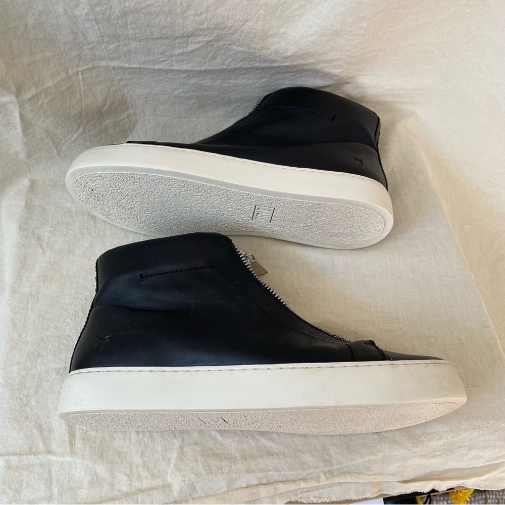 FRYE Lena Women’s Size 10 High Top Sneaker Black Leather Zip Moto 3471328 - Picture 5 of 8